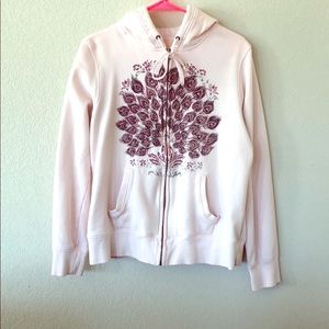 Light pink peacock zip up hoodie